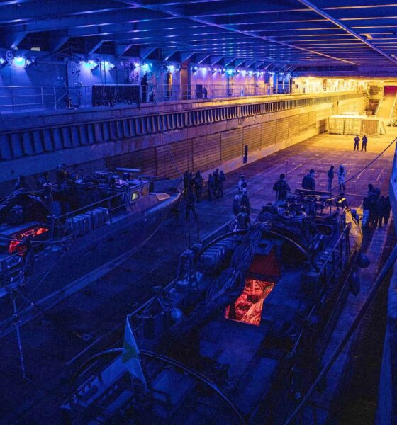 Swedish marines prepare fast assault crafts for small boat operations in the well deck of the dock landing ship USS Gunston Hall during Steadfast