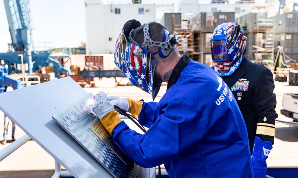 Keel laying ceremony for the future USS William Charente on Aug. 29