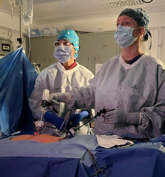 PACIFIC OCEAN (Aug. 9, 2024) Cmdr. Debra Lowry, middle, surgeon aboard Nimitz-class aircraft carrier USS Carl Vinson (CVN 70), and Lt. j.g. Kimberly Graff, physician assistant aboard Vinson, perform an appendectomy while underway in the U.S. 3rd Fleet area of operations. As an integral part of U.S. Pacific Fleet, U.S. 3rd Fleet operates naval forces in the Indo-Pacific in addition to providing realistic and relevant training necessary to flawlessly execute our Navy’s timeless roles of sea control and power projection. U.S. 3rd Fleet works in close coordination with other numbered fleets to provide commanders with capable, ready forces to deploy forward and win in day-to-day competition, in crisis, and in conflict. (Courtesy Photo)