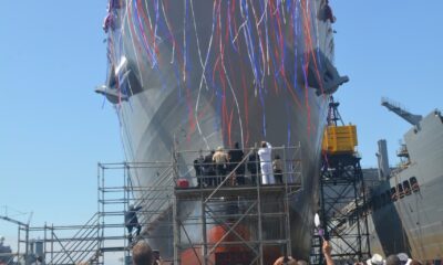 USNS Lucy Stone (T-AO 209) is christened in San Diego.