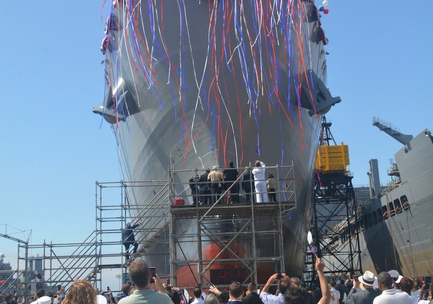 USNS Lucy Stone (T-AO 209) is christened in San Diego.