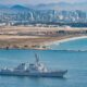 USS Preble (DDG 88) departs San Diego Harbor as part of a homeport change in the Pacific.