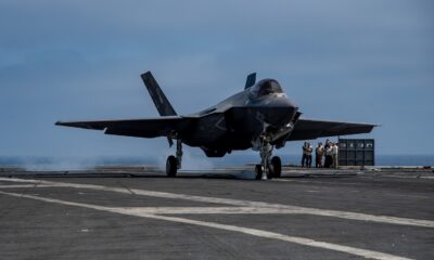 An F-35C Lightning II from the VFA-86 performs a touch and go aboard USS Nimitz (CVN 68).