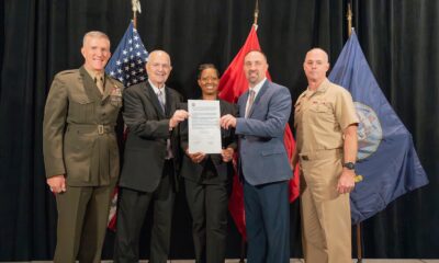 Department of the Navy and Sourcewell leaders signed an Intergovernmental Support Agreement partnership during the DON Town Hall at the Association of Defense Communities Installation Innovation Forum in San Antonio, TX on October 28, 2024