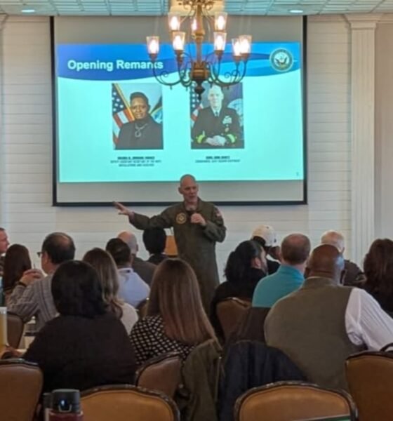 Rear Adm. John Hewitt, Commander, Navy Region Southeast, speaks to military and civilian installation planners and commanding officers at the first of four FY25 Department of the Navy Title 10 Authorities workshops to explore creative solutions to today’s installation and infrastructure challenges.